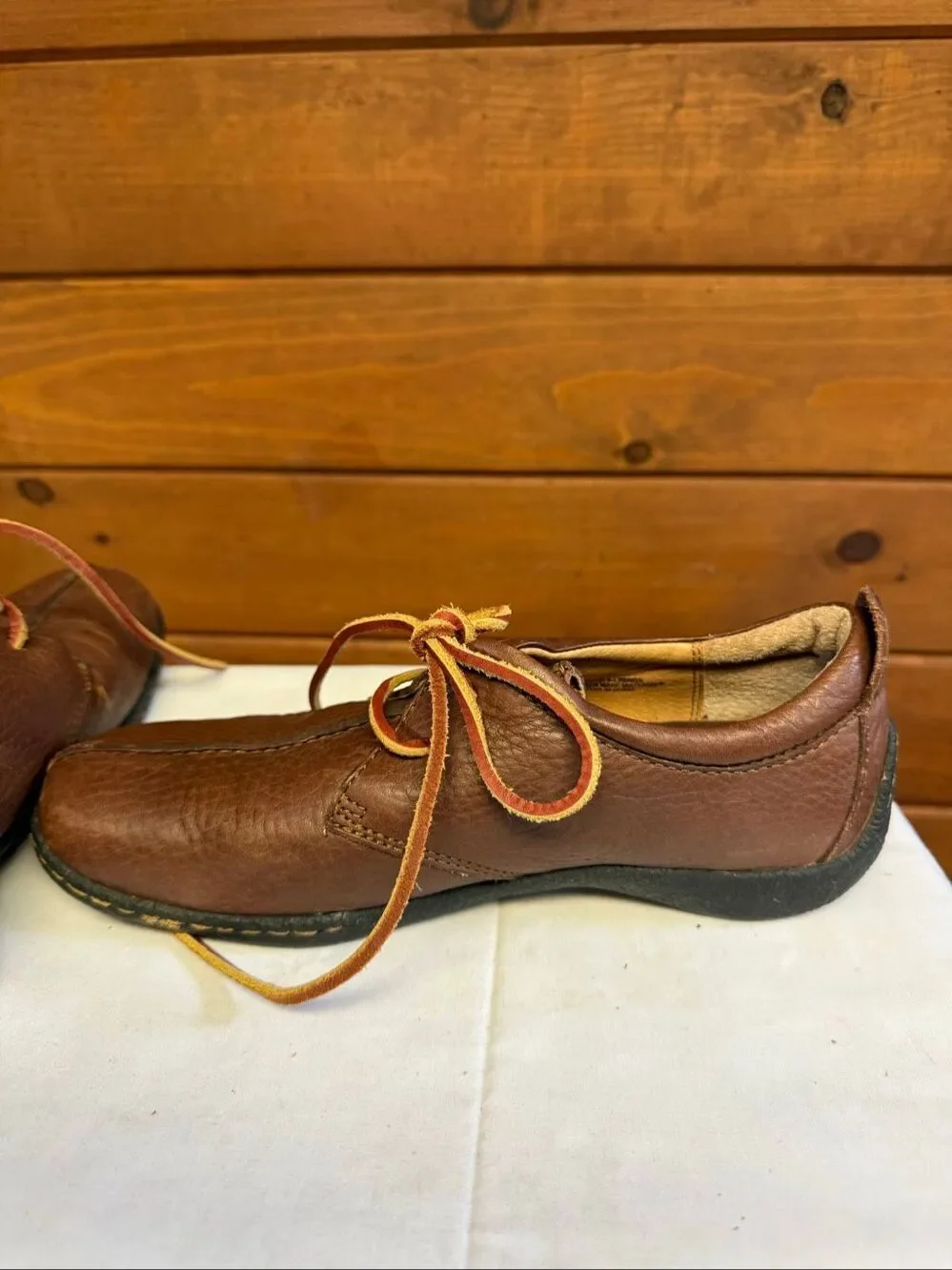 Børn Womans leather comfort oxford split-toe stitching/Pebbled Shoes Sz 9